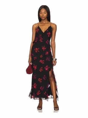 Rails Kariselle Maxi Slip Dress with Red-Pink Floral Print